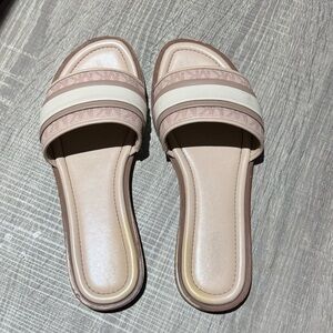 Michael Kors Cream and Tan Slide Sandals